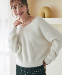 【お気に入り総選挙3位!】ヘアリーウールカシミヤ混前後2WAYニット