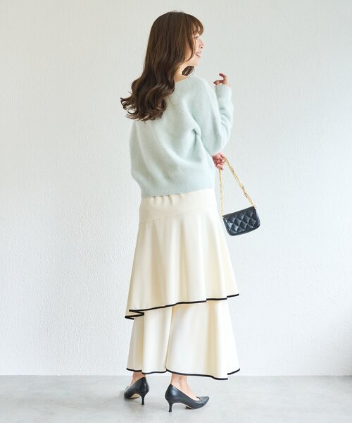 La boutique BonBon（ラブティックボンボン）の「【お気に入り総選挙3位！新色登場！】ヘアリーウールカシミヤ混前後２WAYニット（ニット/セーター・レディース・ブルー系その他/ピンク/オフホワイト/ネイビー/ライトグレー・FREE）」の21枚目の写真