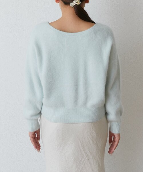 La boutique BonBon（ラブティックボンボン）の「【お気に入り総選挙3位！新色登場！】ヘアリーウールカシミヤ混前後２WAYニット（ニット/セーター・レディース・ブルー系その他/ピンク/オフホワイト/ネイビー/ライトグレー・FREE）」の15枚目の写真