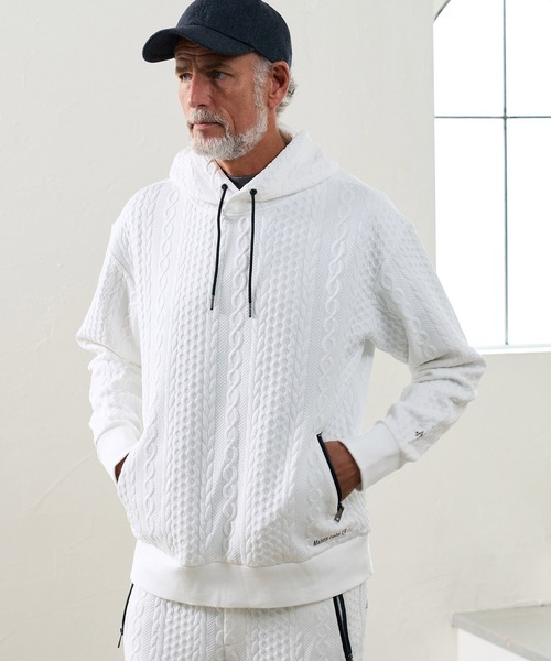 Maison code 13(メゾンコードサーティーン)の「mpa4198- Cable Jacquard Hoodie パーカー(M26W-03)(パーカー・メンズ・ホワイト/チャコール/ブラック・S/M/L)」の9枚目の写真