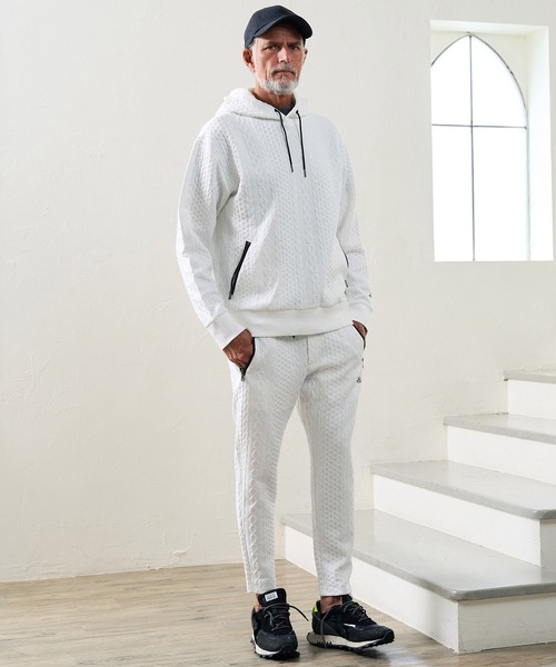 Maison code 13(メゾンコードサーティーン)の「mpa4198- Cable Jacquard Hoodie パーカー(M26W-03)(パーカー・メンズ・ホワイト/チャコール/ブラック・S/M/L)」の10枚目の写真
