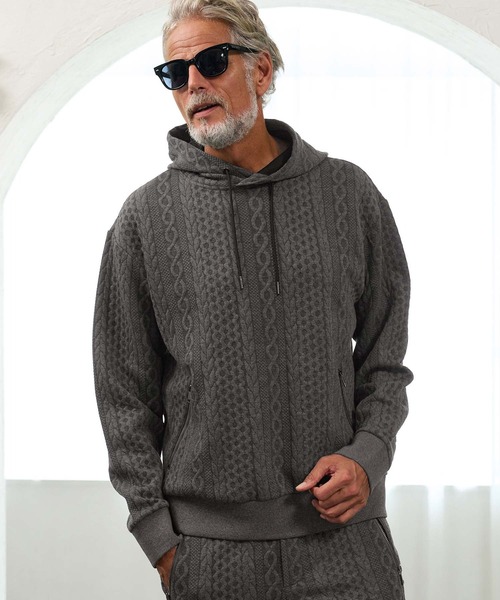Maison code 13(メゾンコードサーティーン)の「mpa4198- Cable Jacquard Hoodie パーカー(M26W-03)(パーカー・メンズ・ホワイト/チャコール/ブラック・S/M/L)」の12枚目の写真