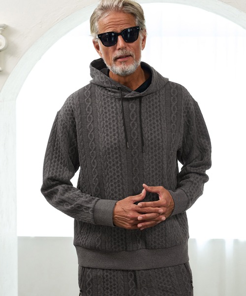 Maison code 13(メゾンコードサーティーン)の「mpa4198- Cable Jacquard Hoodie パーカー(M26W-03)(パーカー・メンズ・ホワイト/チャコール/ブラック・S/M/L)」の13枚目の写真
