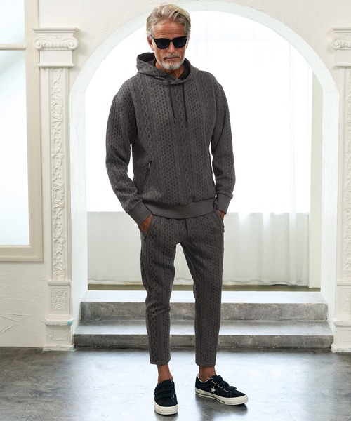 Maison code 13(メゾンコードサーティーン)の「mpa4198- Cable Jacquard Hoodie パーカー(M26W-03)(パーカー・メンズ・ホワイト/チャコール/ブラック・S/M/L)」の15枚目の写真