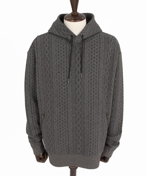 Maison code 13(メゾンコードサーティーン)の「mpa4198- Cable Jacquard Hoodie パーカー(M26W-03)(パーカー・メンズ・ホワイト/チャコール/ブラック・S/M/L)」の18枚目の写真