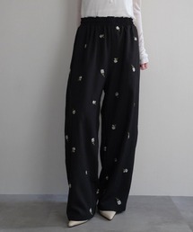【Rashik】フラワー刺繍バレルパンツ