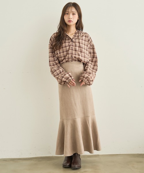 mil(ミル)の「スウェードライク マーメイドスカート【588244】(スカート・レディース・ベージュ/ブラウン・XS/S)」の6枚目の写真