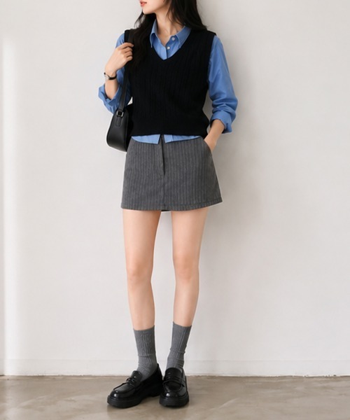 Miniministore(ミニミニストア)の「ベーシック ショート丈長袖シャツブラウス(シャツ/ブラウス・レディース・ブルー/ホワイト・FREE)」の6枚目の写真