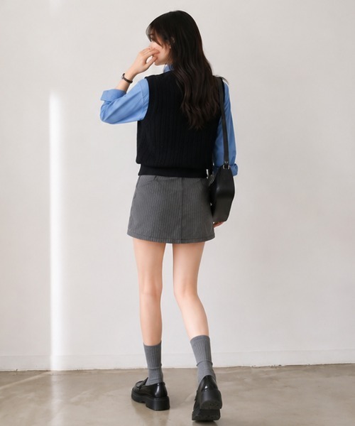 Miniministore(ミニミニストア)の「ベーシック ショート丈長袖シャツブラウス(シャツ/ブラウス・レディース・ブルー/ホワイト・FREE)」の7枚目の写真