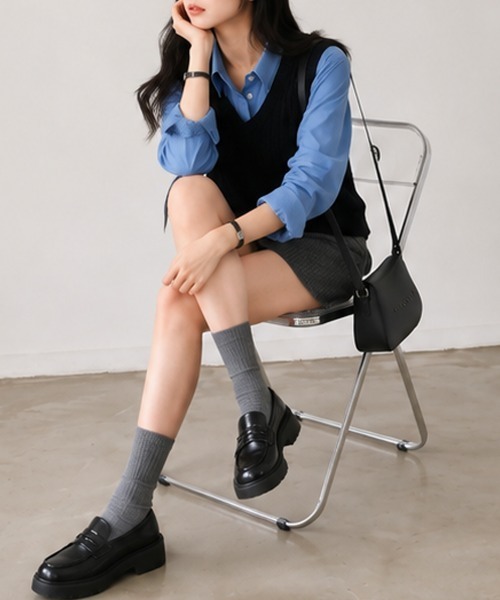 Miniministore(ミニミニストア)の「ベーシック ショート丈長袖シャツブラウス(シャツ/ブラウス・レディース・ブルー/ホワイト・FREE)」の8枚目の写真