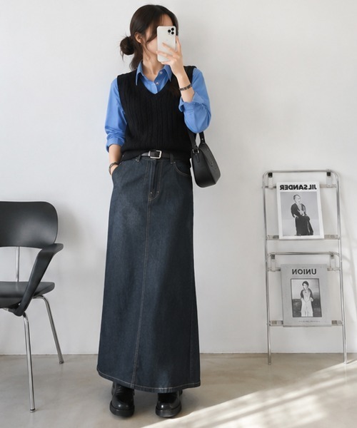 Miniministore(ミニミニストア)の「ベーシック ショート丈長袖シャツブラウス(シャツ/ブラウス・レディース・ブルー/ホワイト・FREE)」の9枚目の写真