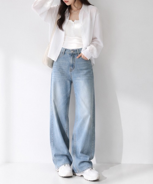 Miniministore(ミニミニストア)の「ベーシック ショート丈長袖シャツブラウス(シャツ/ブラウス・レディース・ブルー/ホワイト・FREE)」の12枚目の写真