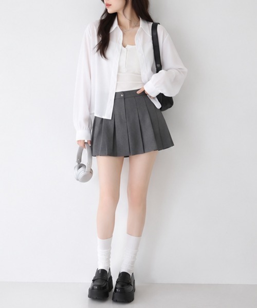 Miniministore(ミニミニストア)の「ベーシック ショート丈長袖シャツブラウス(シャツ/ブラウス・レディース・ブルー/ホワイト・FREE)」の18枚目の写真