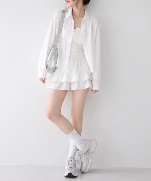 Miniministore(ミニミニストア)の「ベーシック ショート丈長袖シャツブラウス(シャツ/ブラウス・レディース・ブルー/ホワイト・FREE)」の20枚目の写真