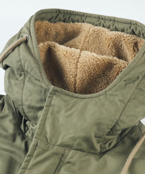 ampm(エーエムピーエム)の「M51モッズコート 裏ボア ボリュームフード ミリタリージャケット 冬服(モッズコート・メンズ・ベージュ/カーキ/ブラック・LARGE/MEDIUM/SMALL/X-LARGE)」の5枚目の写真