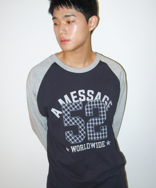 AMESWORLDWIDE（アメスワールドワイド）の「52 チェックアップリケ ラグラン長袖Tシャツ ネイビー（Tシャツ/カットソー・レディース・その他・SMALL/MEDIUM/LARGE）」の3枚目の写真