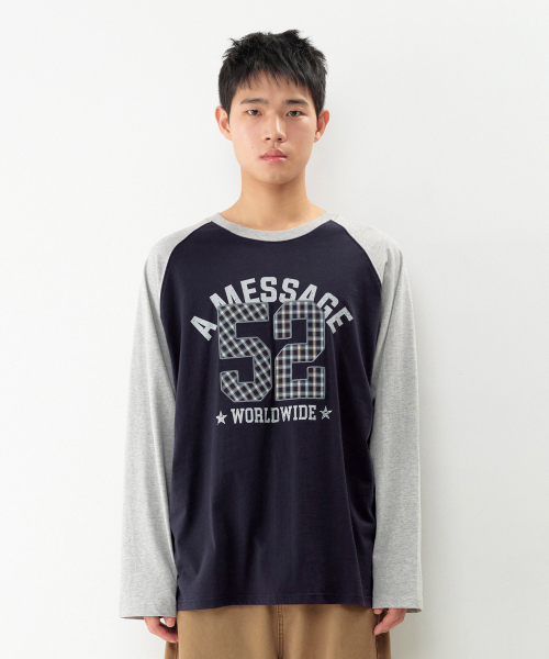 AMESWORLDWIDE（アメスワールドワイド）の「52 チェックアップリケ ラグラン長袖Tシャツ ネイビー（Tシャツ/カットソー・レディース・その他・SMALL/MEDIUM/LARGE）」の6枚目の写真