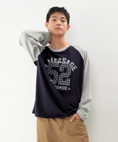 AMESWORLDWIDE（アメスワールドワイド）の「52 チェックアップリケ ラグラン長袖Tシャツ ネイビー（Tシャツ/カットソー・レディース・その他・SMALL/MEDIUM/LARGE）」の10枚目の写真