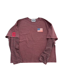 8 Flag ピグメントレイヤードTシャツ（ワイン）