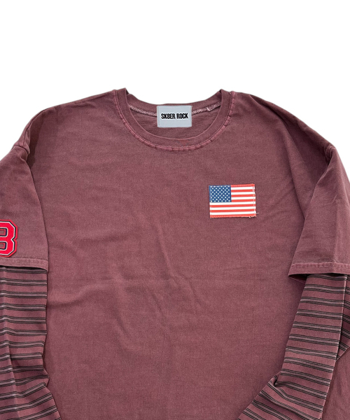 SK8ER ROCK(スケーターロック)の「8 Flag ピグメントレイヤードTシャツ(ワイン)(Tシャツ/カットソー・メンズ・その他・FREE)」の3枚目の写真