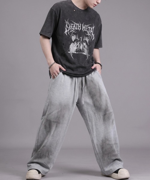 A'gem(エージェム)の「A'GEM/9 × .kom 『A'gem/エージェム』SPRAY SWEAT WIDE PANTS/スプレースウェットワイドパンツ(スウェットパンツ・メンズ・ブラック/グレー・LARGE)」の6枚目の写真