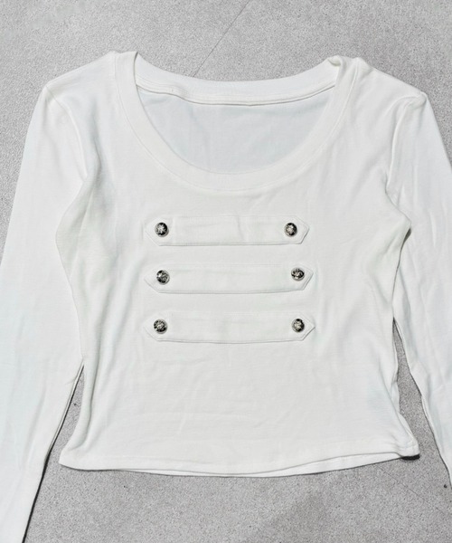 SHEPP(シープ)の「【26年秋冬新作】ナポレオンデザイン スリムフィットロンT(Tシャツ/カットソー・レディース・カーキ/ホワイト/ブラウン/ブラック・F)」の15枚目の写真