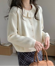 フリルカラーニットカーディガン