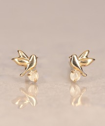 K18vermeil とり 天然石木の実 ピアス