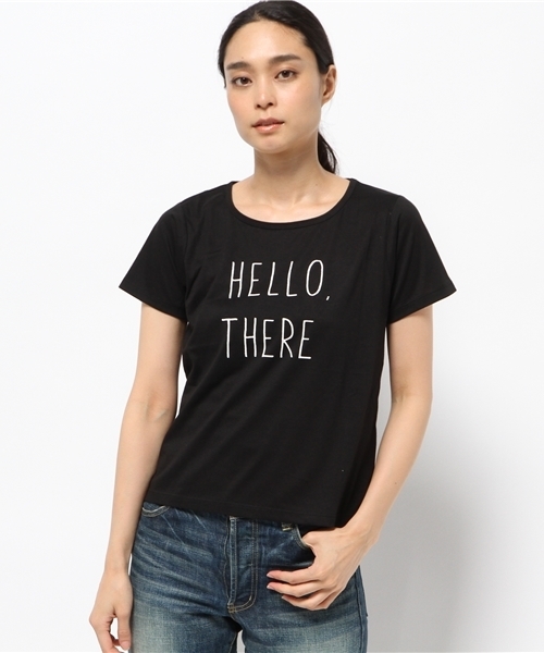 earth music&ecology（アースミュージックアンドエコロジー）の「手書き風ロゴプリントＴＥＥ（Tシャツ/カットソー・レディース・オフホワイト/ライトグリーン/ブラック/サックスブルー・SMALL/MEDIUM）」の2枚目の写真