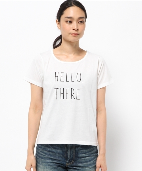 earth music&ecology（アースミュージックアンドエコロジー）の「手書き風ロゴプリントＴＥＥ（Tシャツ/カットソー・レディース・オフホワイト/ライトグリーン/ブラック/サックスブルー・SMALL/MEDIUM）」の5枚目の写真