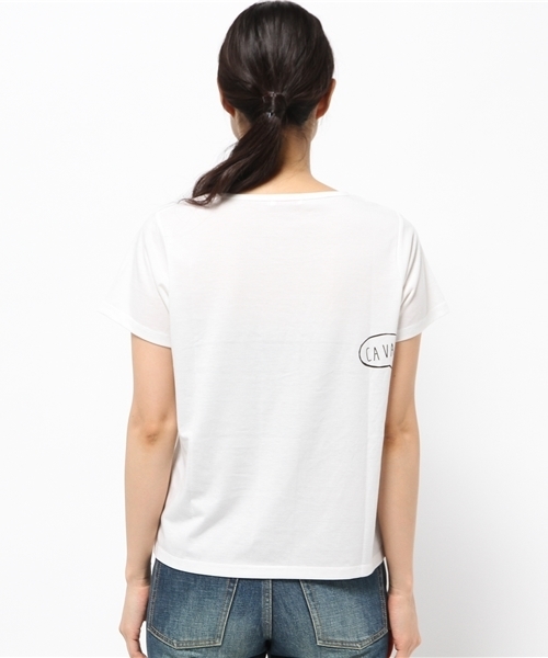 earth music&ecology（アースミュージックアンドエコロジー）の「手書き風ロゴプリントＴＥＥ（Tシャツ/カットソー・レディース・オフホワイト/ライトグリーン/ブラック/サックスブルー・SMALL/MEDIUM）」の7枚目の写真