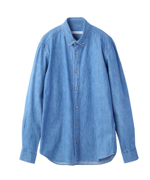 JOHN LAWRENCE SULLIVAN（ジョンローレンスサリバン）の「WASHED DENIM BUTTON DOWN SHIRT（シャツ/ブラウス・メンズ・インディゴブルー/ブラック・38/34/36/42/44/46）」の2枚目の写真