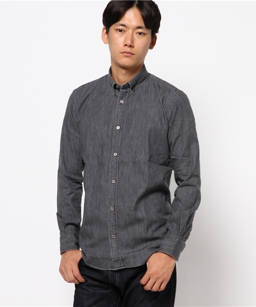 JOHN LAWRENCE SULLIVAN（ジョンローレンスサリバン）の「WASHED DENIM BUTTON DOWN SHIRT（シャツ/ブラウス・メンズ・インディゴブルー/ブラック・38/34/36/42/44/46）」の9枚目の写真