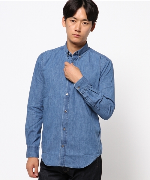 JOHN LAWRENCE SULLIVAN（ジョンローレンスサリバン）の「WASHED DENIM BUTTON DOWN SHIRT（シャツ/ブラウス・メンズ・インディゴブルー/ブラック・38/34/36/42/44/46）」の10枚目の写真