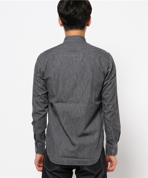 JOHN LAWRENCE SULLIVAN（ジョンローレンスサリバン）の「WASHED DENIM BUTTON DOWN SHIRT（シャツ/ブラウス・メンズ・インディゴブルー/ブラック・38/34/36/42/44/46）」の6枚目の写真