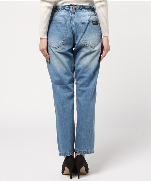 CUBE SUGAR（キューブシュガー）の「10.5ozデニム ダメージ加工イージーテーパードパンツ（デニムパンツ・レディース・ブルー/ネイビー・M/S）」の5枚目の写真