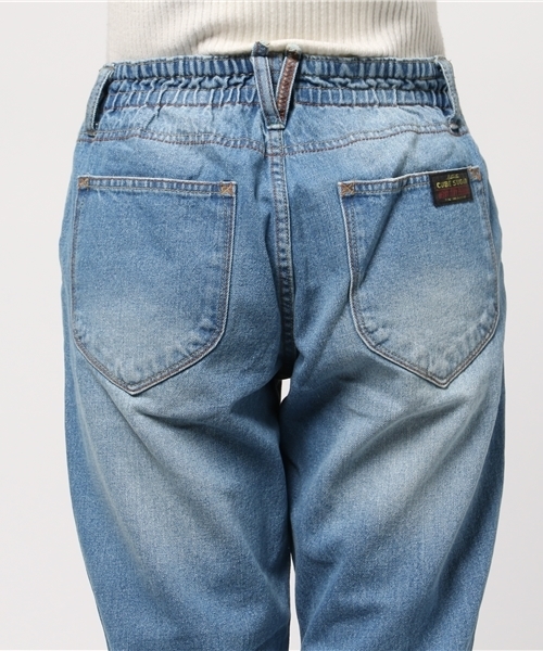 CUBE SUGAR（キューブシュガー）の「10.5ozデニム ダメージ加工イージーテーパードパンツ（デニムパンツ・レディース・ブルー/ネイビー・M/S）」の7枚目の写真