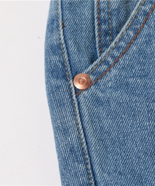 CUBE SUGAR（キューブシュガー）の「10.5ozデニム ダメージ加工イージーテーパードパンツ（デニムパンツ・レディース・ブルー/ネイビー・M/S）」の12枚目の写真