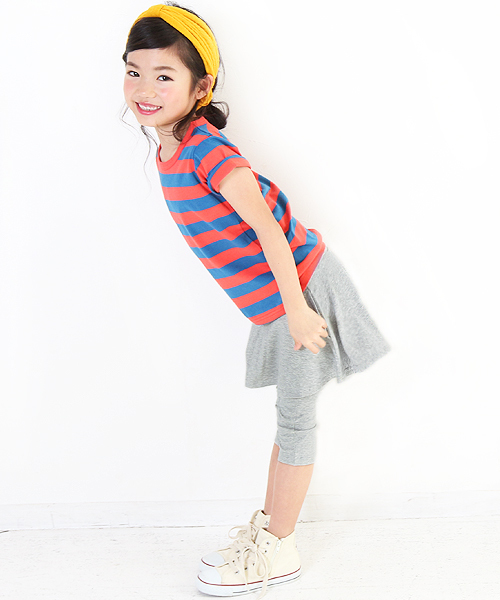 devirock(デビロック)の「全14柄 ポケット付6分丈レギンス付フレアスカート スカッツ スカート付レギンス(スカート・キッズ・ブラック/ストライプ/カモフラージュ/パープル/ピンク/ヘザーチャコール/ブルー系その他2/チャコールグレー×ブラック/杢グレー/ブルー系その他/ターコイズブルー/グリーン系その他/ネイビー/ライトイエロー/ブラック系その他/レッド系その他/パープル系その他・90cm/100cm/160cm/150cm/110cm/140cm/130cm/120cm)」の19枚目の写真