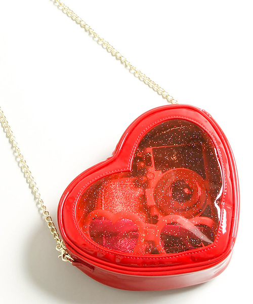 WEGO（ウィゴー）の「WEGO/ハート型ミニショルダーバッグ（ショルダーバッグ・レディース・シルバー/レッド/ピンク・FREE）」の3枚目の写真