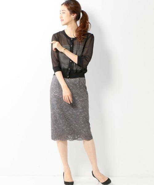 Jewel Changes(ジュエルチェンジズ)の「troisiemechaco ゴールドボタン シースルーカーディガン / トロワズィエムチャコ / 二次会 / 結婚式(カーディガン/ボレロ・レディース・オフホワイト/ブラック・FREE)」の6枚目の写真