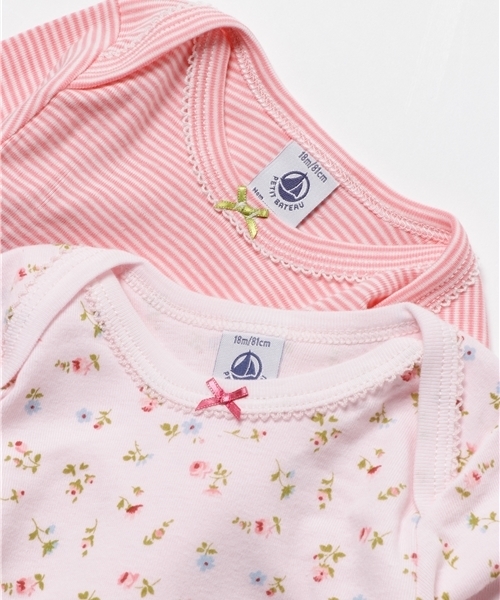 PETIT BATEAU（プチバトー）の「ピコレースプリント＆ミラレ長袖ボディ２枚組（肌着・キッズ・ピンク系その他・18MONTH/24MONTH）」の4枚目の写真
