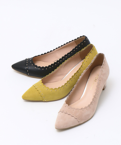 PICHE ABAHOUSE(ピシェ アバハウス)の「スカラップスタッズパンプス(パンプス・レディース・ブラック/ベージュ/イエロー・35/36/37/38/39/40/34)」の4枚目の写真