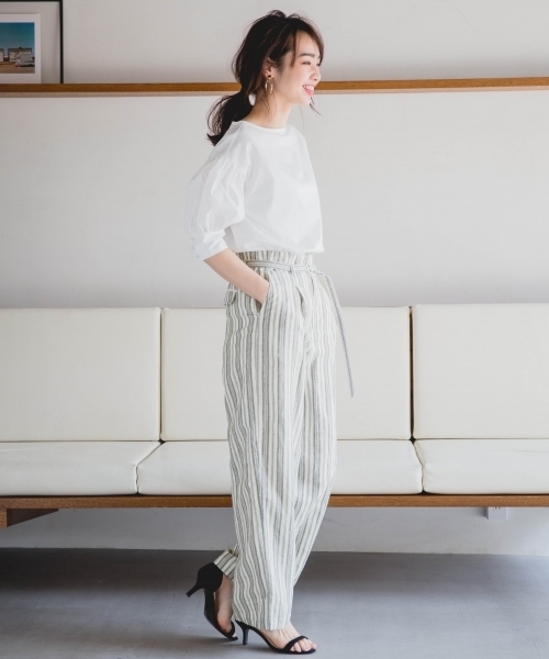 A part by（アパートバイ）の「RLウエストベルトワイドパンツ 786899（その他パンツ・レディース・ホワイト系その他/ブラウン/ライトベージュ/ネイビー・MEDIUM/LARGE）」の6枚目の写真