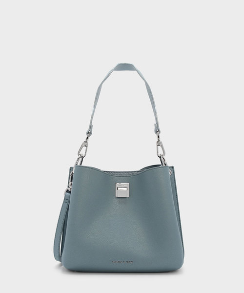CHARLES & KEITH（チャールズ & キース）の「ウェーブストラップハンドバッグ / WAVY STRAP HANDBAG（ハンドバッグ・レディース・ライトベージュ/ブルー系その他2・L）」の2枚目の写真