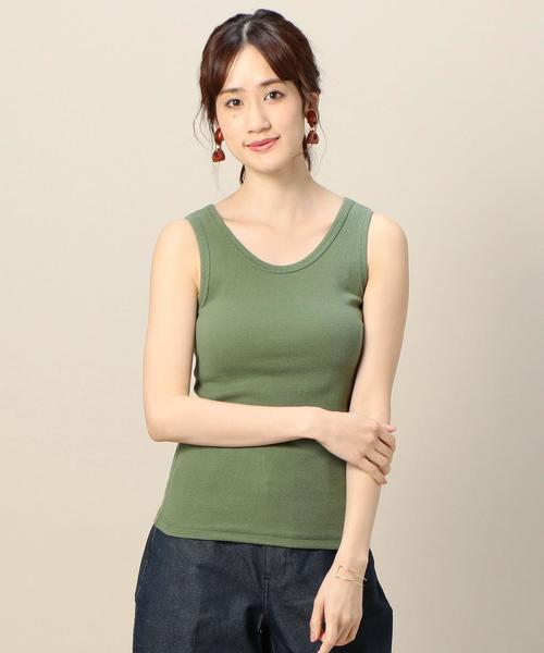 BEAUTY&YOUTH UNITED ARROWS（ビューティーアンドユースユナイテッドアローズ）の「BY コットンテレコリブタンクトップ ◆（タンクトップ・レディース・オリーブ/オフホワイト/ベージュ/モカ・FREE）」の4枚目の写真