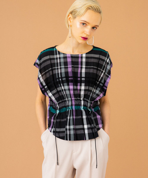 UNITED TOKYO（ユナイテッドトウキョウ）の「チェックギャザーブラウス（シャツ/ブラウス・レディース・グリーン/ブラック・1）」の13枚目の写真
