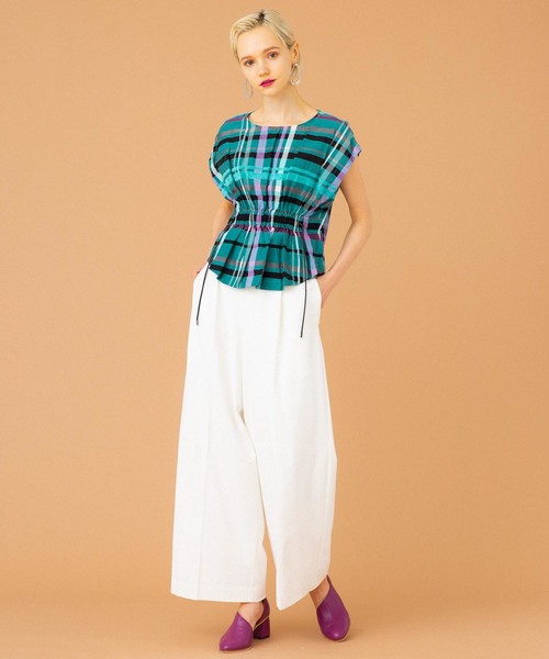 UNITED TOKYO（ユナイテッドトウキョウ）の「チェックギャザーブラウス（シャツ/ブラウス・レディース・グリーン/ブラック・1）」の4枚目の写真