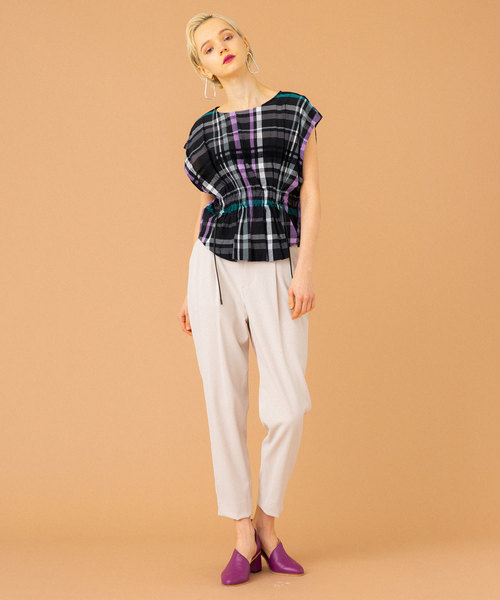 UNITED TOKYO（ユナイテッドトウキョウ）の「チェックギャザーブラウス（シャツ/ブラウス・レディース・グリーン/ブラック・1）」の3枚目の写真