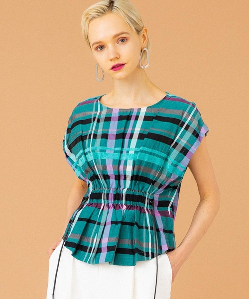 UNITED TOKYO（ユナイテッドトウキョウ）の「チェックギャザーブラウス（シャツ/ブラウス・レディース・グリーン/ブラック・1）」の19枚目の写真